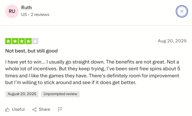 Trustpilot feedback emphasizing trust and reliability at Adrenaline Casino